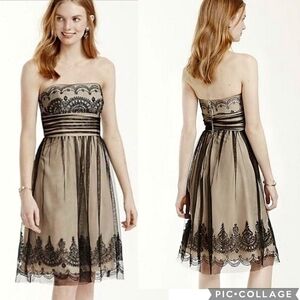 David’s Bridal Black Strapless Tulle Caviar Beading Short Formal Dress - Size 2